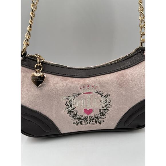 Juicy Couture Royal Heritage Velour Shoulder Bag Pink/Brown NEW With Tags - Picture 4 of 7